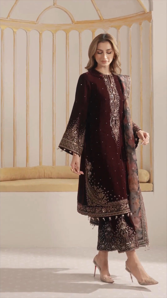 Designer Party Wear Look Heavy Pure Viscose Velvet Top Plazzo & Dupatta Set