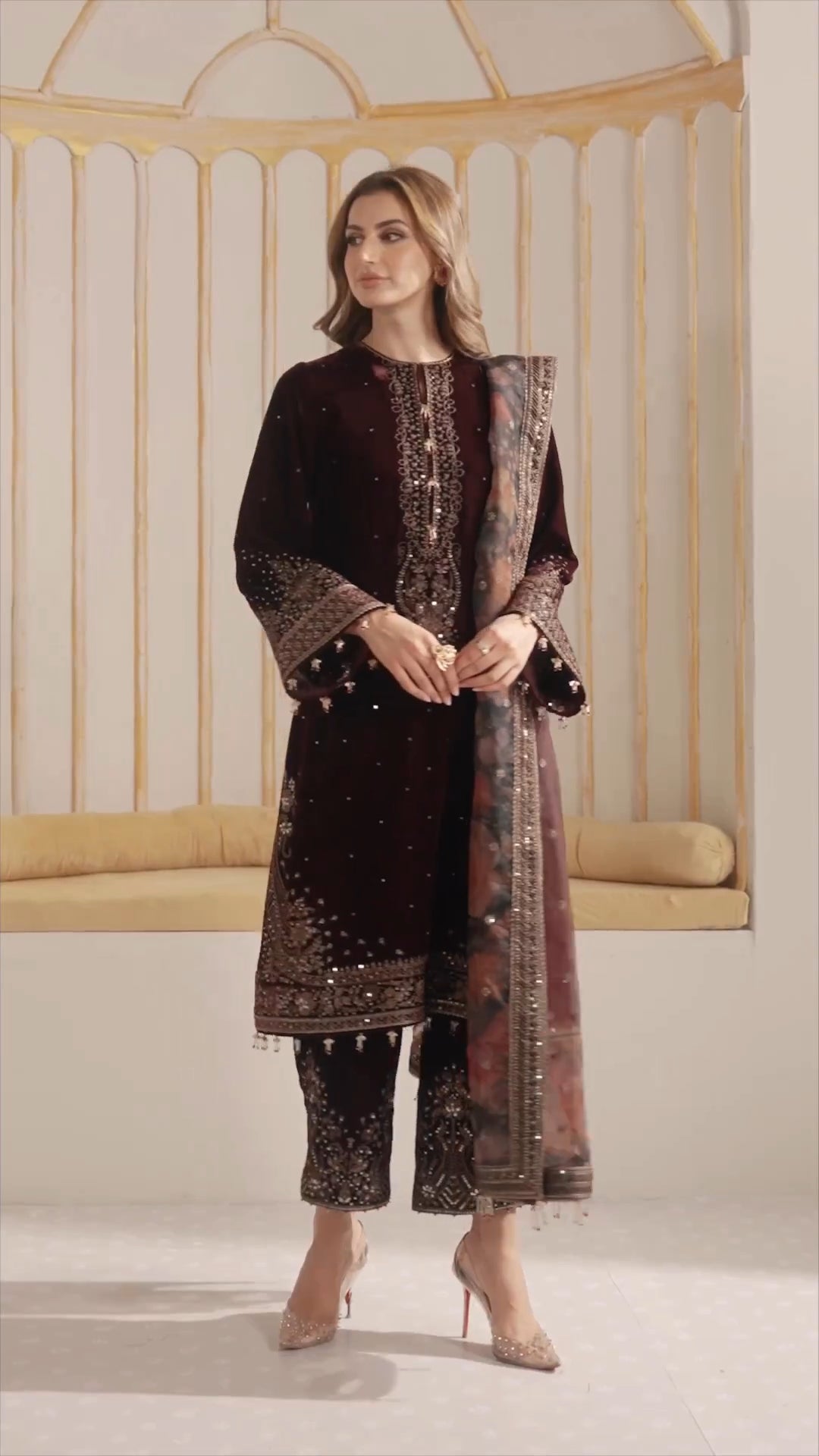 Designer Party Wear Look Heavy Pure Viscose Velvet Top Plazzo & Dupatta Set