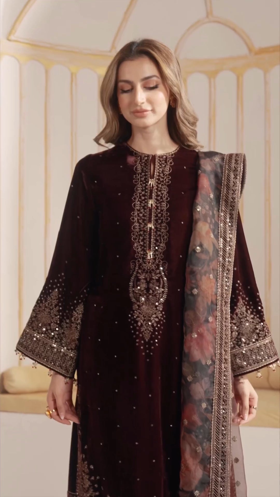 Designer Party Wear Look Heavy Pure Viscose Velvet Top Plazzo & Dupatta Set