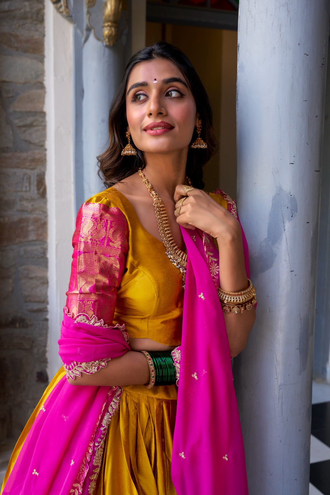 TARIKA Narayan Pattu Pink Lehenga Choli Set with Georgette Dupatta – South Indian Zari Weaving
