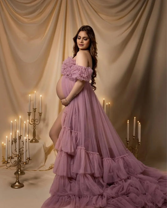 Royal Blossom Maternity Gown