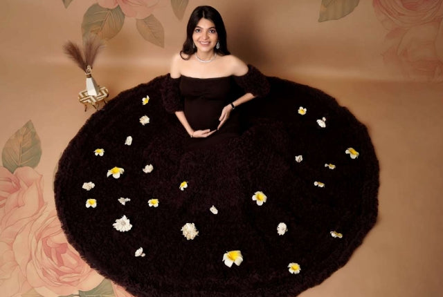 Elegant Brown Maternity Gown