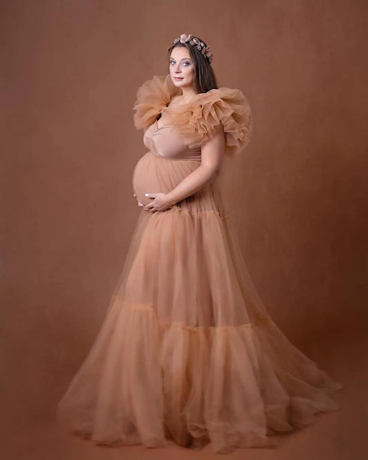 Elegant Maternity Soft Tulle Gown