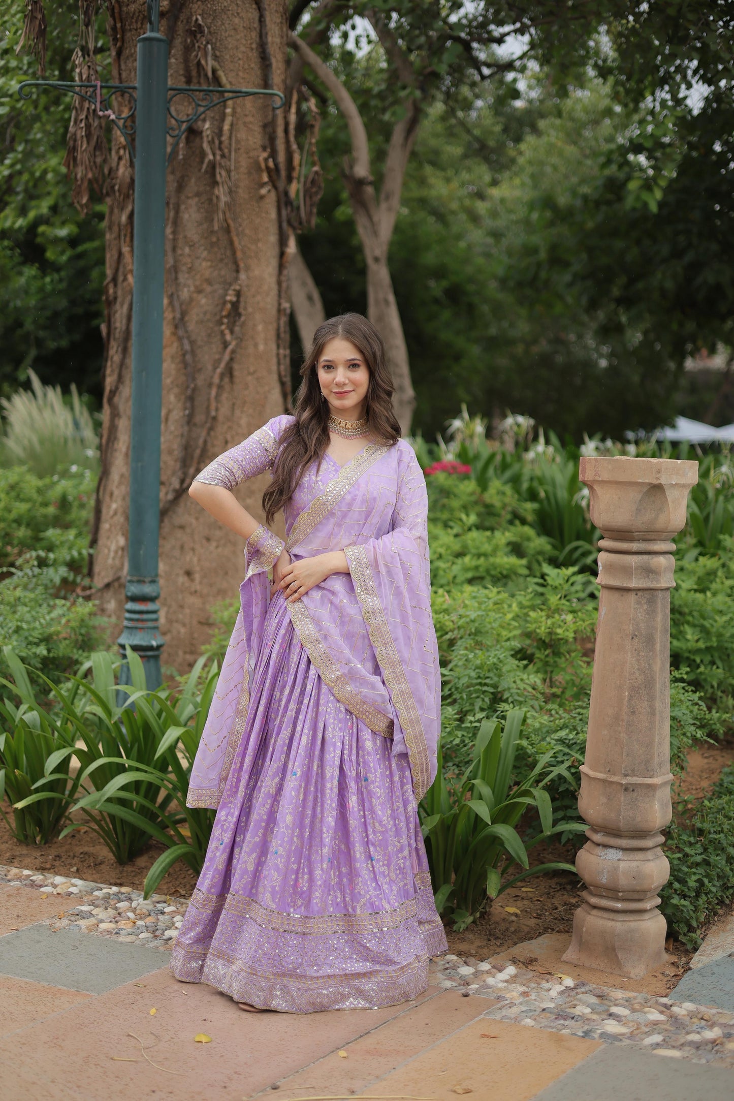 Designer Viscose Jacquard Lehenga Choli Set – Sequins Embroidery with Russian Silk Dupatta