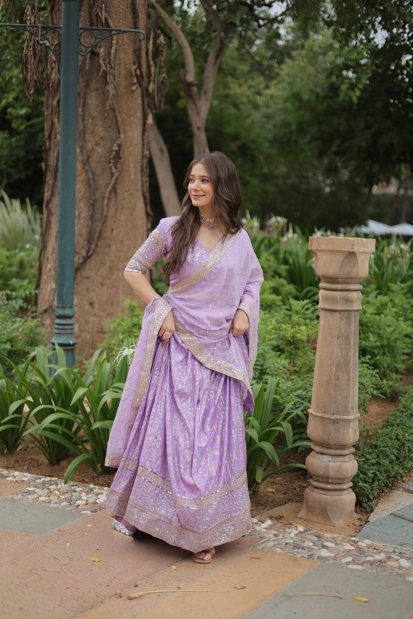 Designer Viscose Jacquard Lehenga Choli Set – Sequins Embroidery with Russian Silk Dupatta