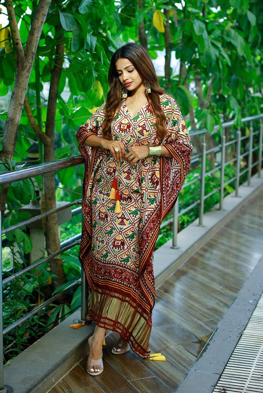 Parrot design Satin Digital Printed Kaftan